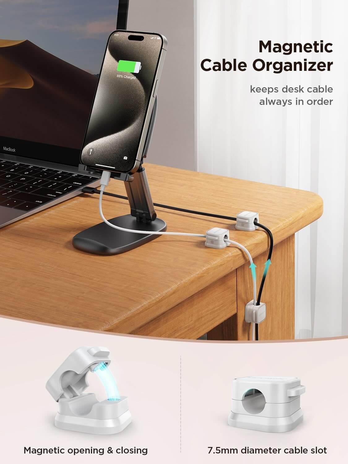 Magnetic Cable Organizer (Pack of 6 Pieces)