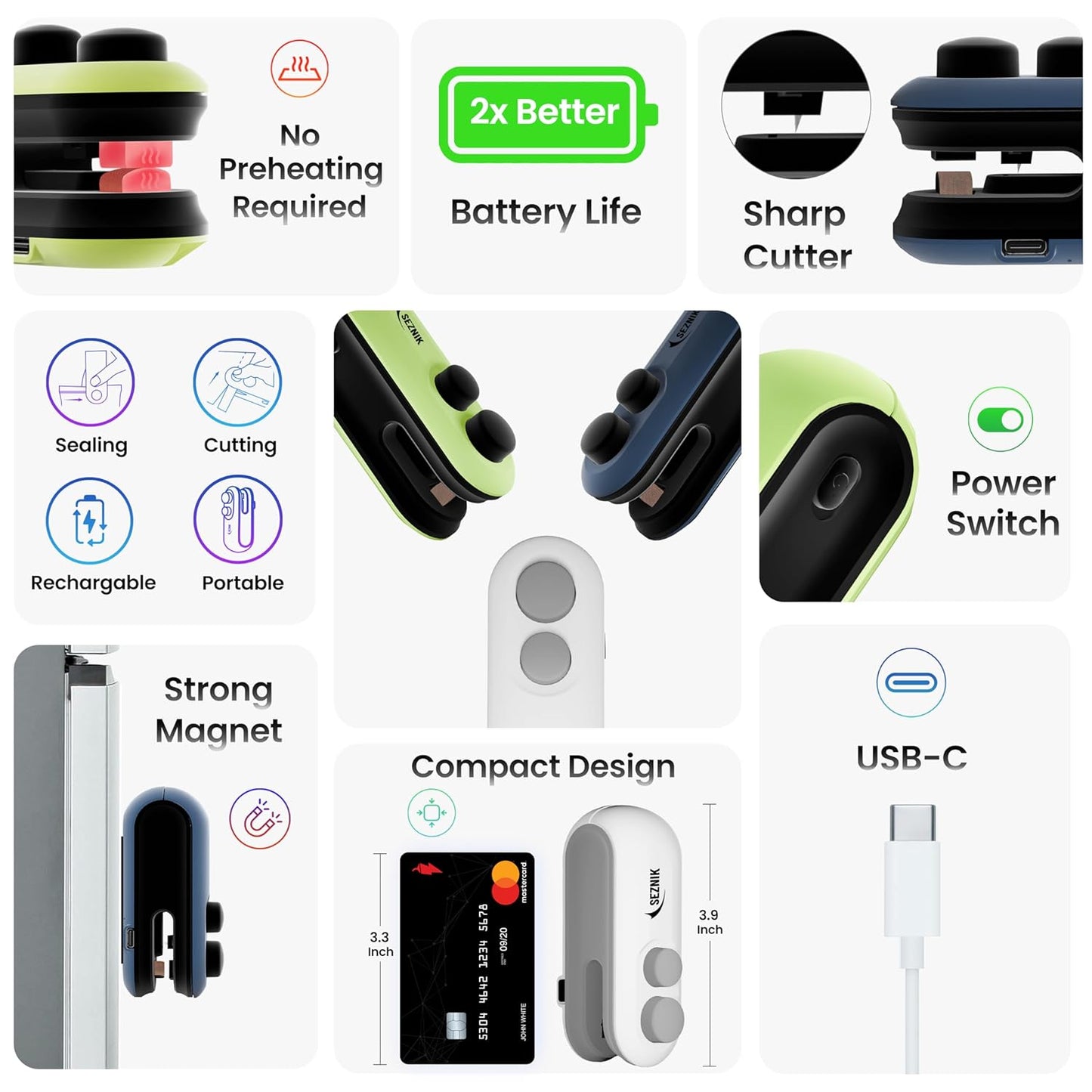 Portable Mini 2 in 1 USB Rechargeable Sealer