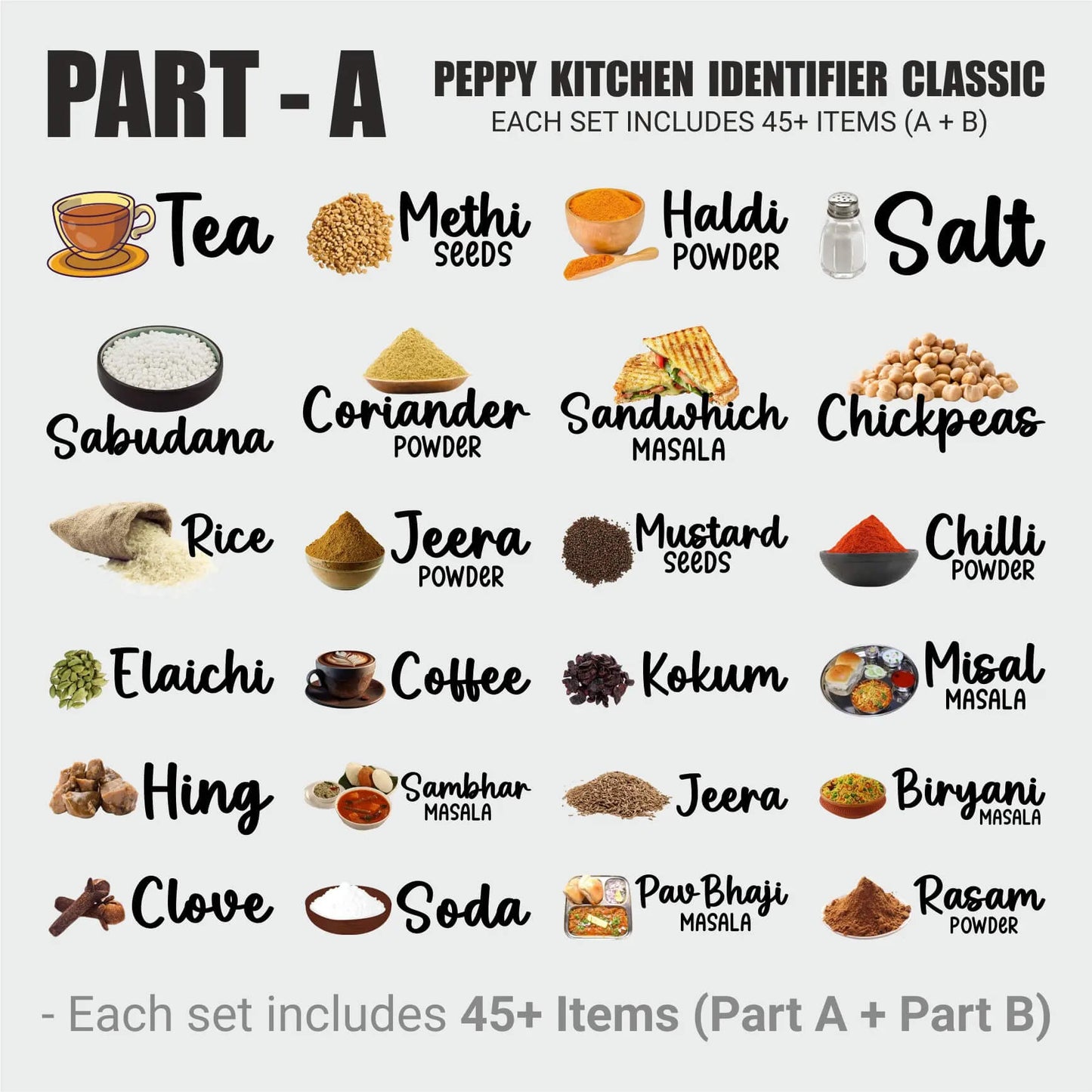 3D Indian Spices Stickers (Pack of 60 Stickers)