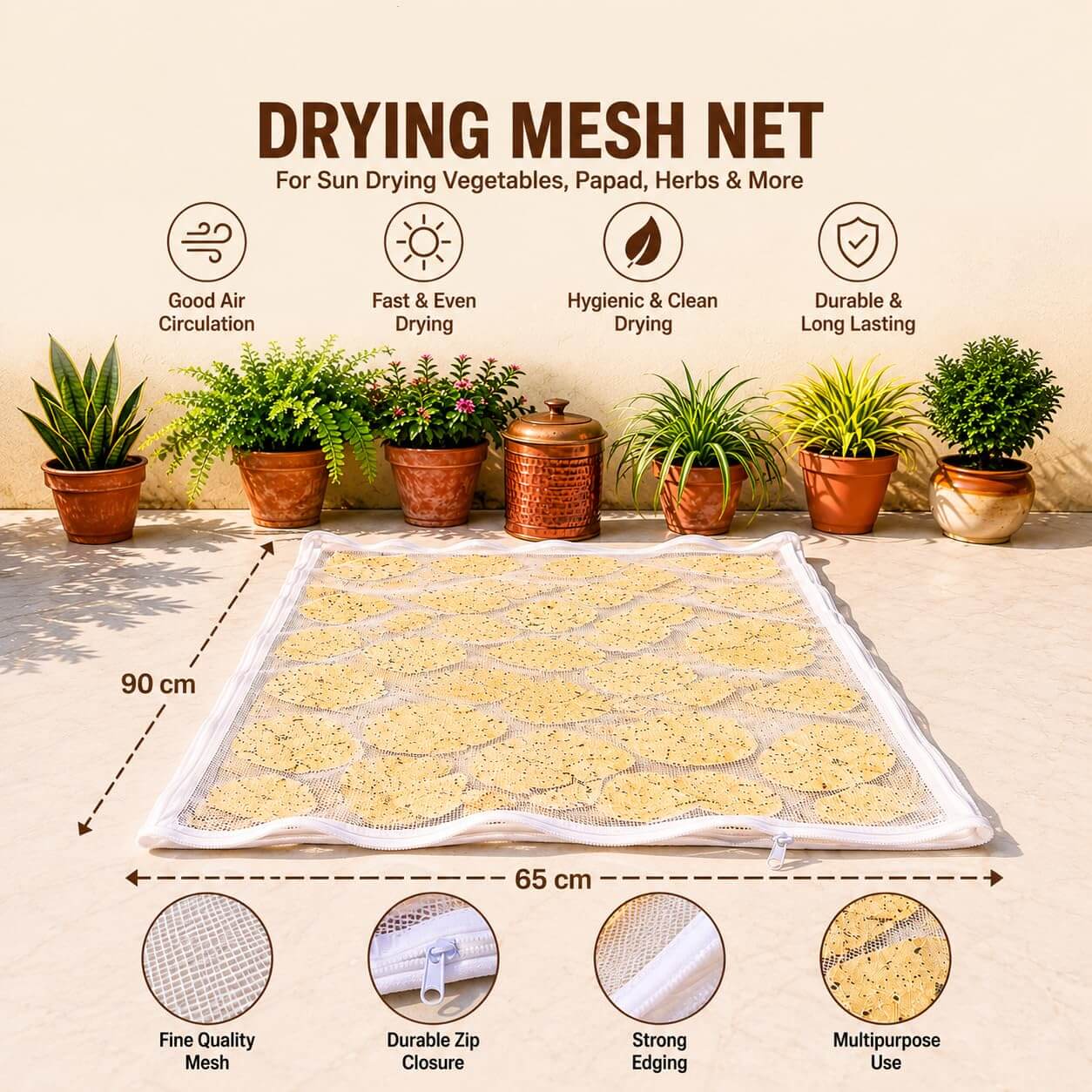 Papad Drying Cloth with Net & Zip