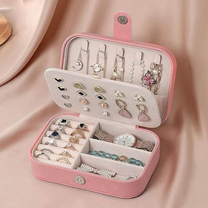 Portable Double Layer Synthetic Leather Jewellery Box