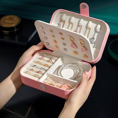 Portable Double Layer Synthetic Leather Jewellery Box