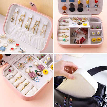 Portable Double Layer Synthetic Leather Jewellery Box