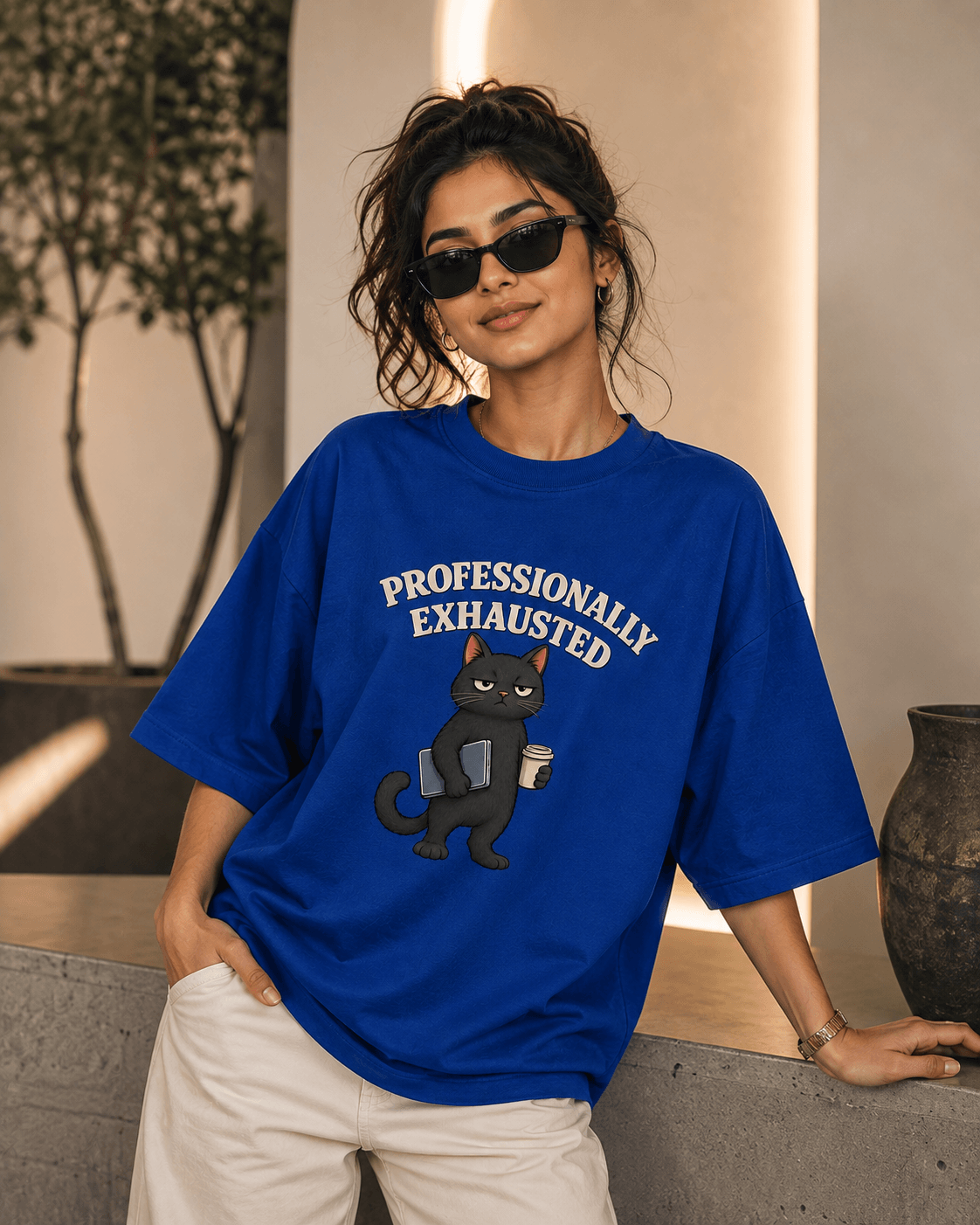 PROFESSIONALLY EXHAUSTED Unisex Oversized Premium T-Shirt