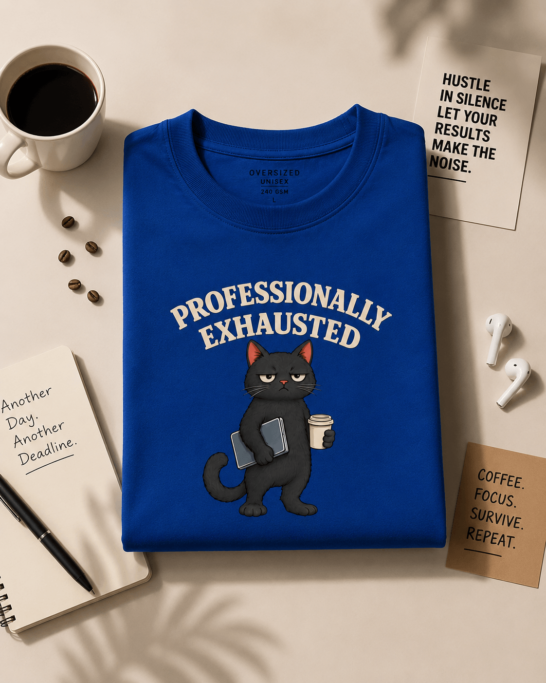 PROFESSIONALLY EXHAUSTED Unisex Oversized Premium T-Shirt