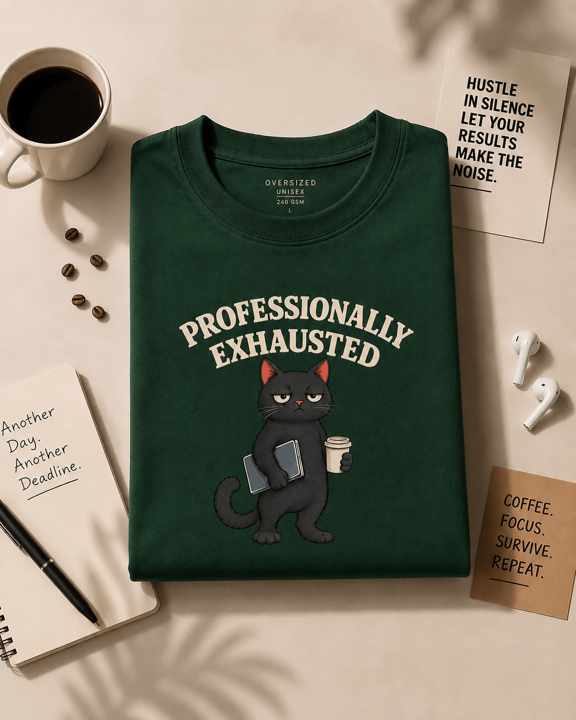 PROFESSIONALLY EXHAUSTED Unisex Oversized Premium T-Shirt