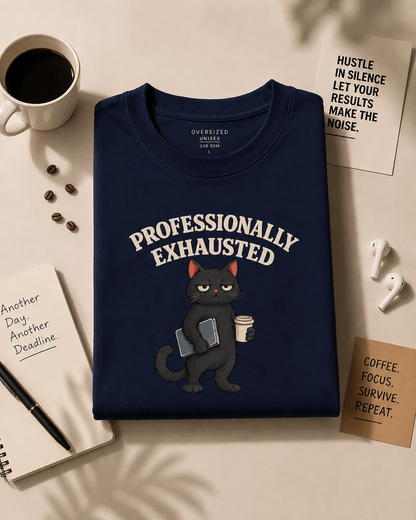 PROFESSIONALLY EXHAUSTED Unisex Oversized Premium T-Shirt