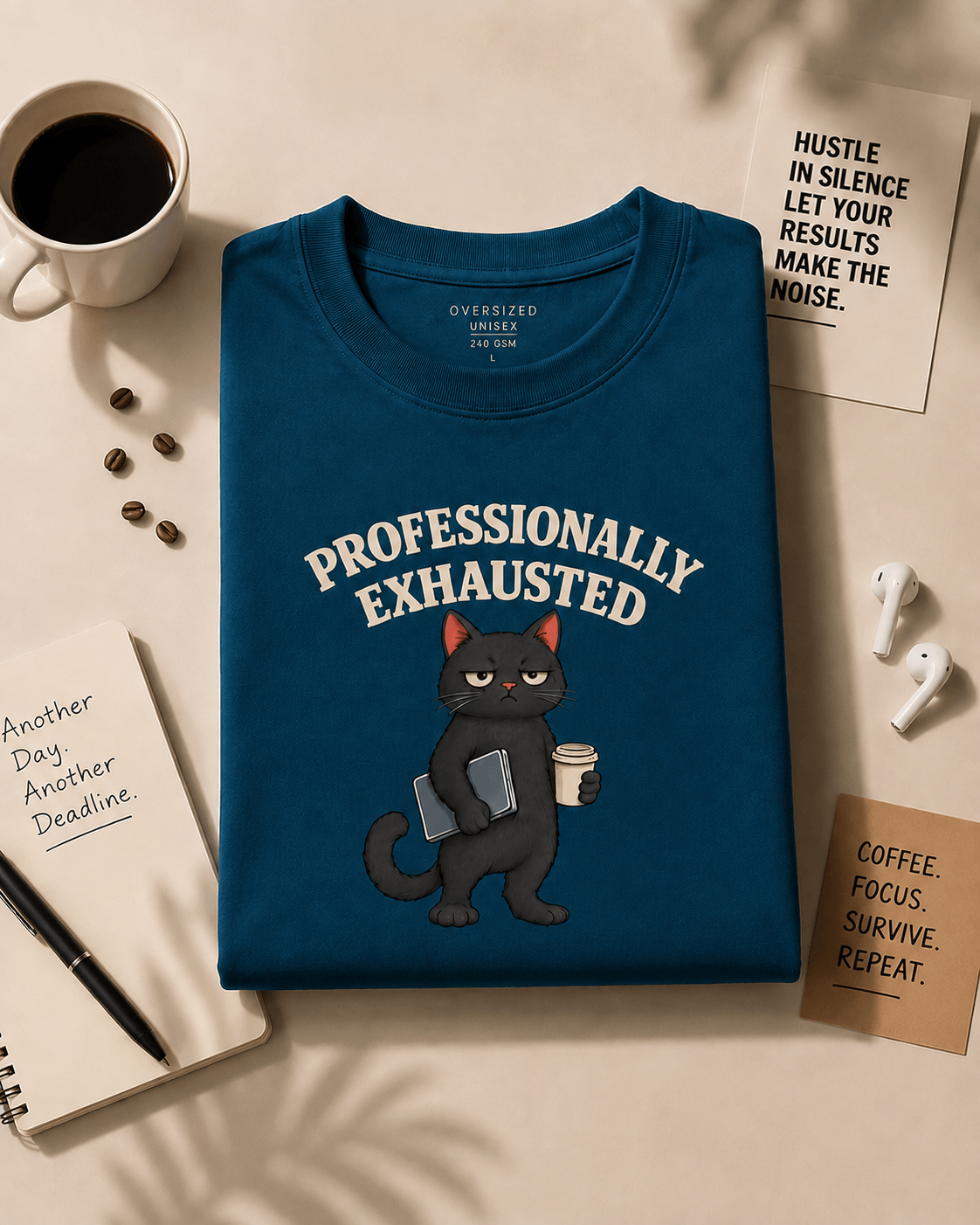 PROFESSIONALLY EXHAUSTED Unisex Oversized Premium T-Shirt