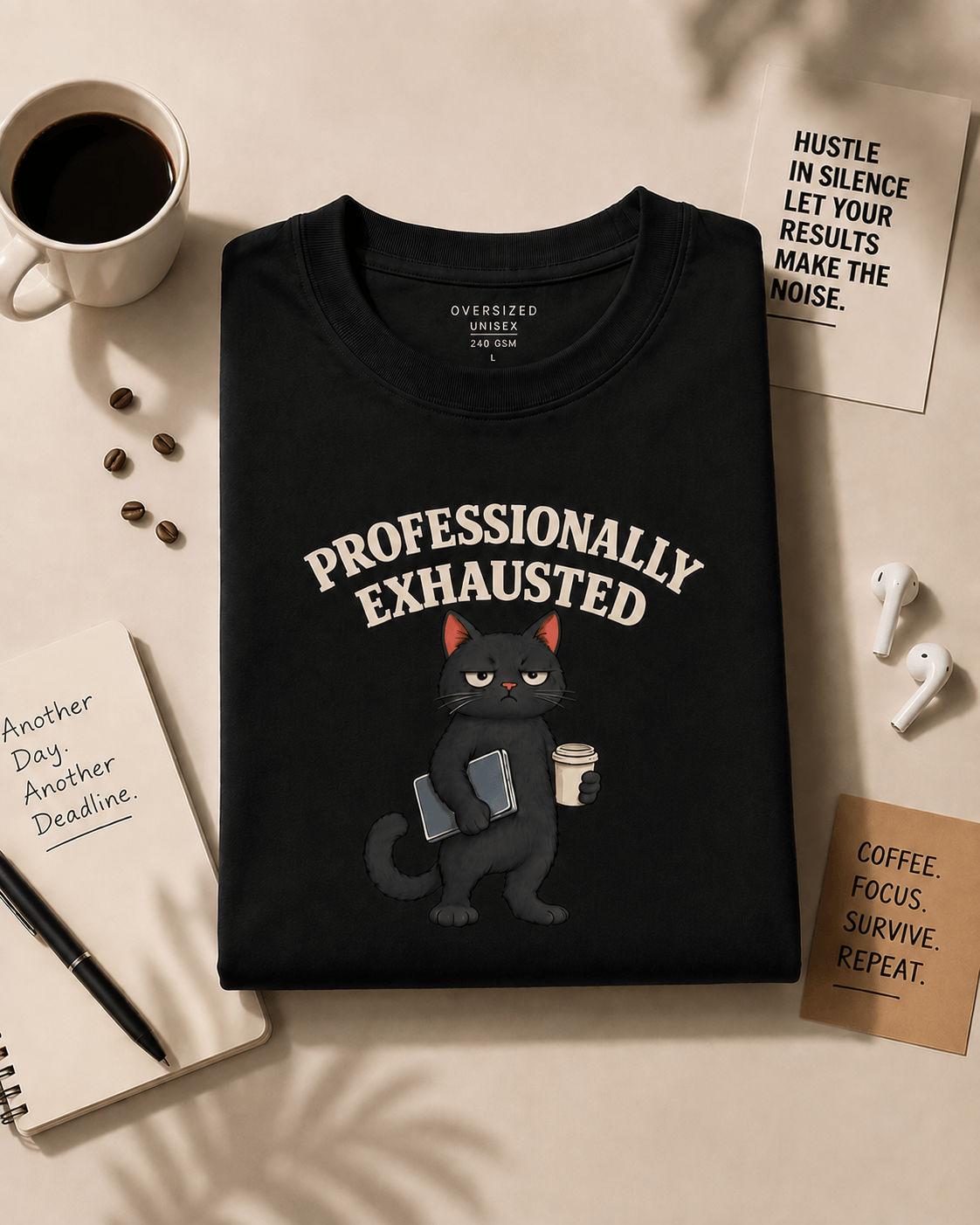PROFESSIONALLY EXHAUSTED Unisex Oversized Premium T-Shirt