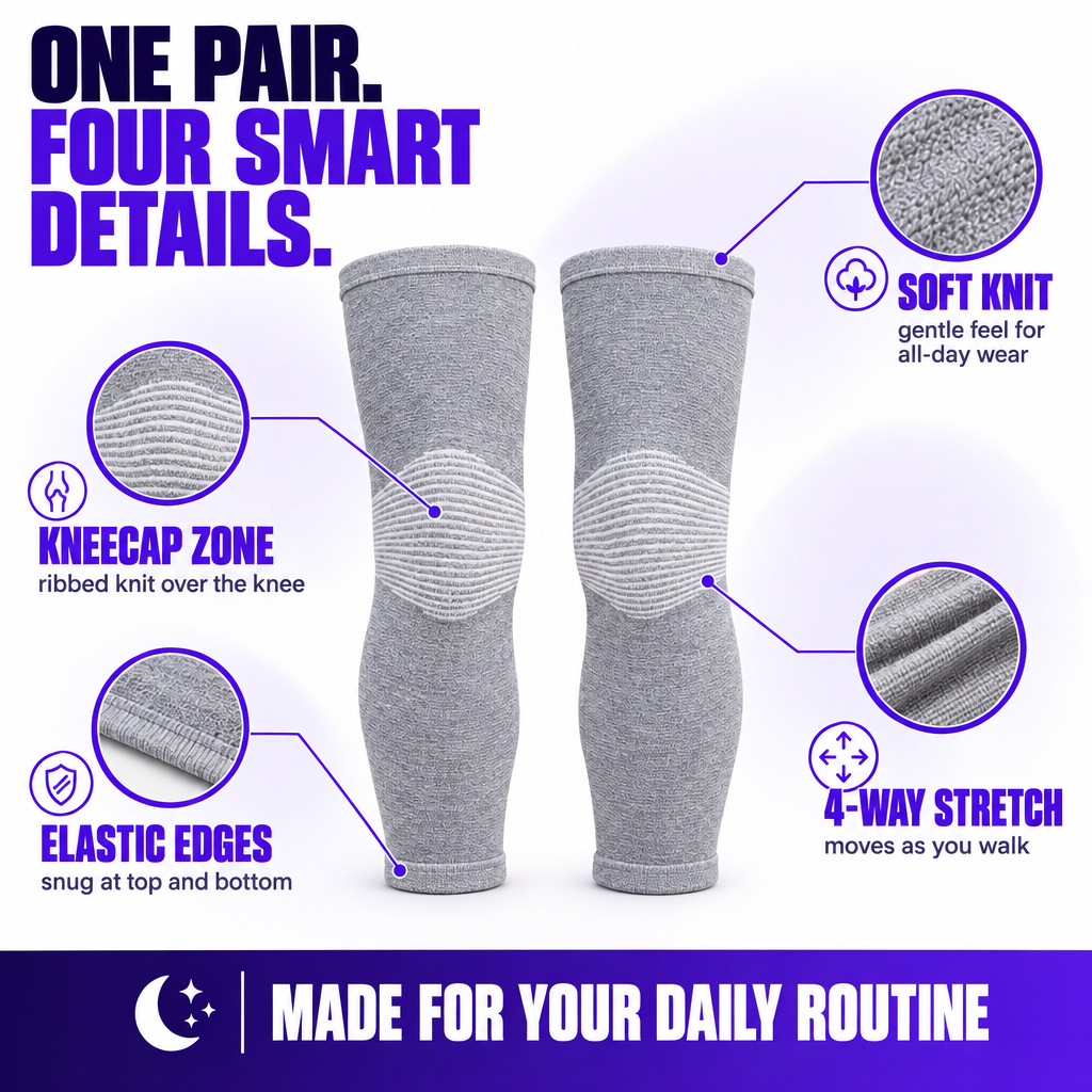 Bamboo Knee Support – Grey Compression Sleeve (Pack of 2)