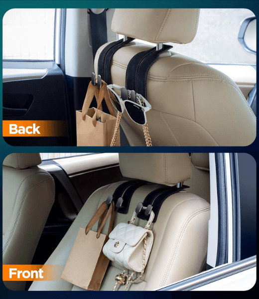 Premium Leather Car Seat Hooks (Pack of 2)