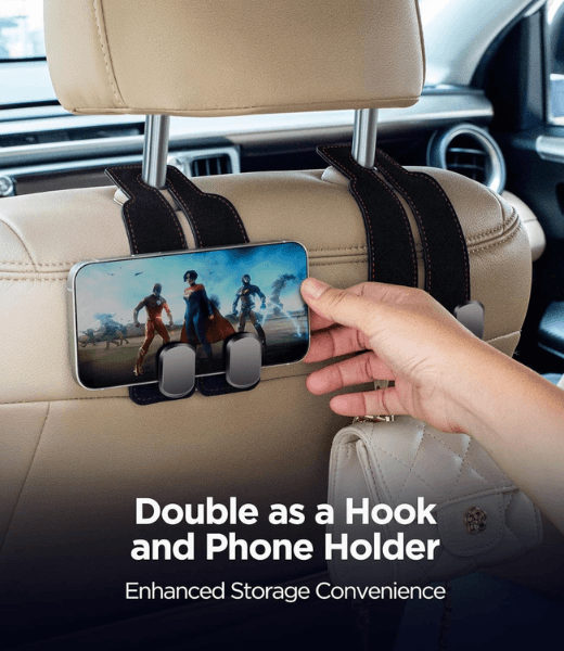 Premium Leather Car Seat Hooks (Pack of 2)