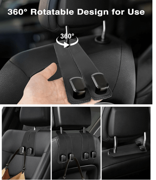 Premium Leather Car Seat Hooks (Pack of 2)