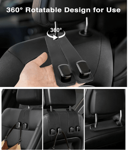 Premium Leather Car Seat Hooks (Pack of 2)