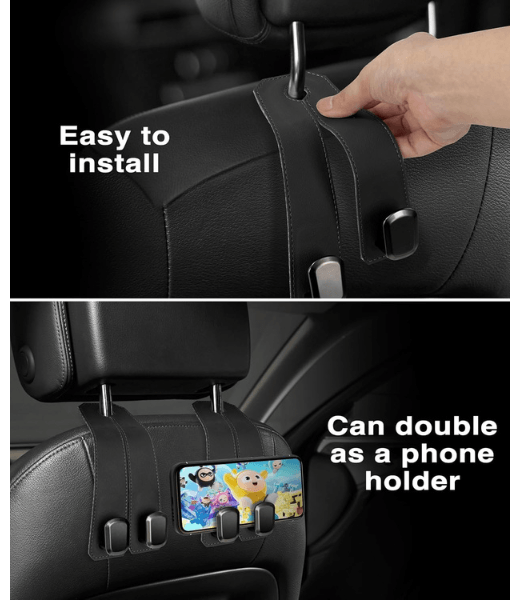 Premium Leather Car Seat Hooks (Pack of 2)