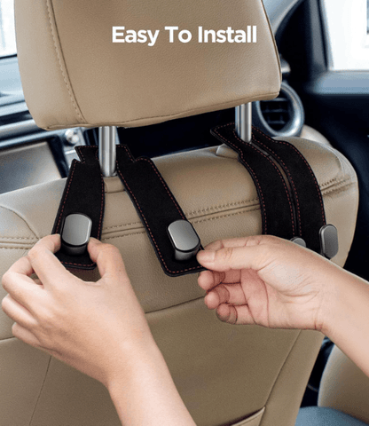 Premium Leather Car Seat Hooks (Pack of 2)